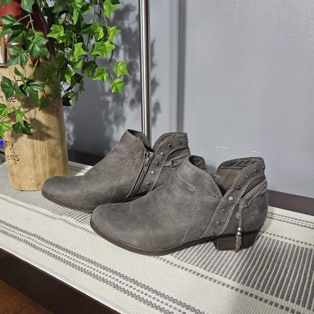 Sugar Gray Ankle Booties with Studded Detail
